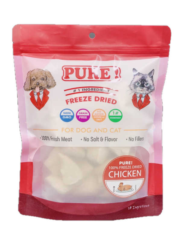100克 Pure Freeze Dried Chicken Chunk 冷凍乾純雞肉塊, 貓狗適用, 中國製造 (到期日: 10-2024)